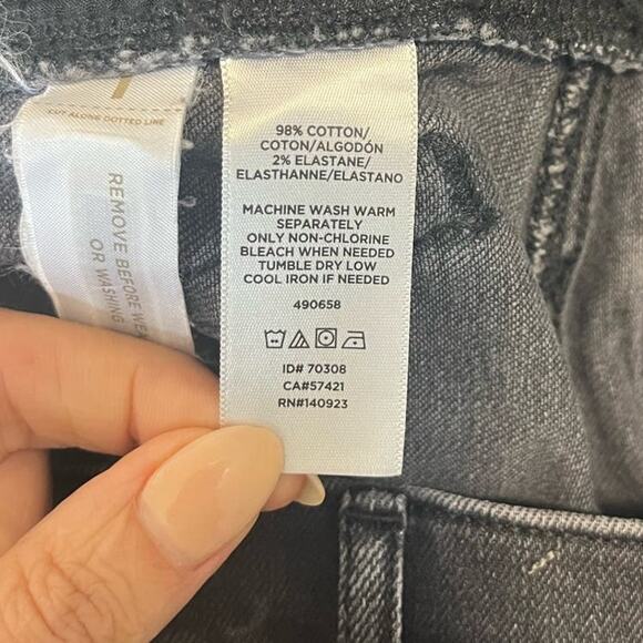 Lou & Grey Black Gray Wash High Waist Straight Cropped Undone Hem Jeans sz. 26 - Picture 7 of 7